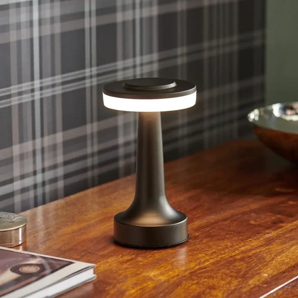 Cordless Rechargeable Metal Table Lamp with Dimmable LED Light