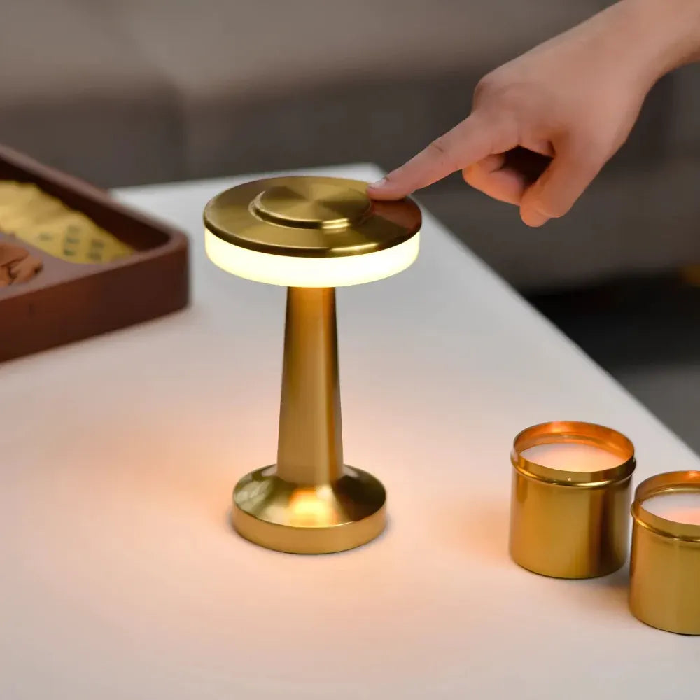 Cordless Rechargeable Metal Table Lamp with Dimmable LED Light