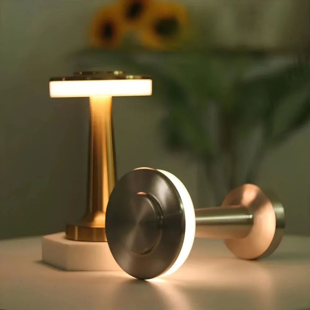 Cordless Rechargeable Metal Table Lamp with Dimmable LED Light