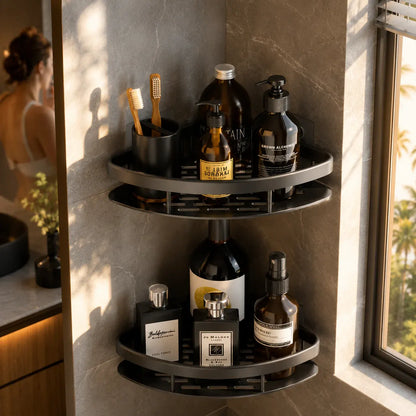Corner Wall-Mounted Shower Caddy Shelf Rack, Rust-Resistant Design