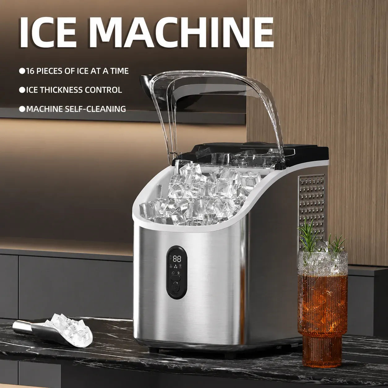 Countertop Ice Maker Machine, Portable & Self-Cleaning Design
