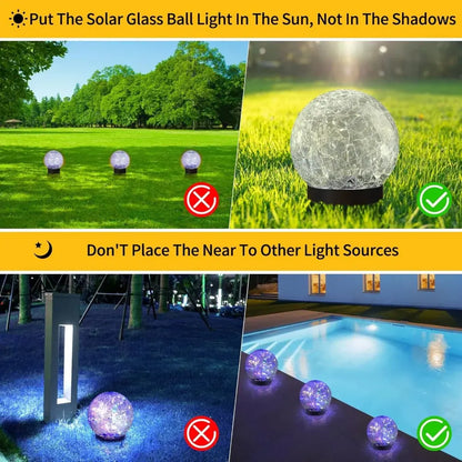 Crackle Glass Orb Solar Path Light – Outdoor Accent Sphere Glow