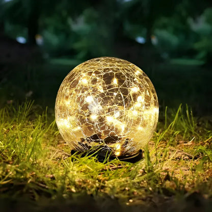Crackle Glass Orb Solar Path Light – Outdoor Accent Sphere Glow