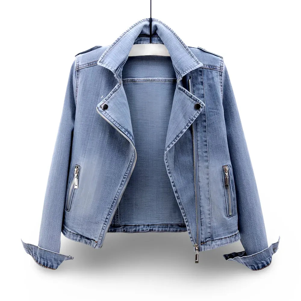 Cropped Zip-Up Moto Coat for Women, Casual Style