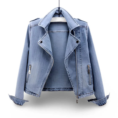 Cropped Zip-Up Moto Coat for Women, Casual Style