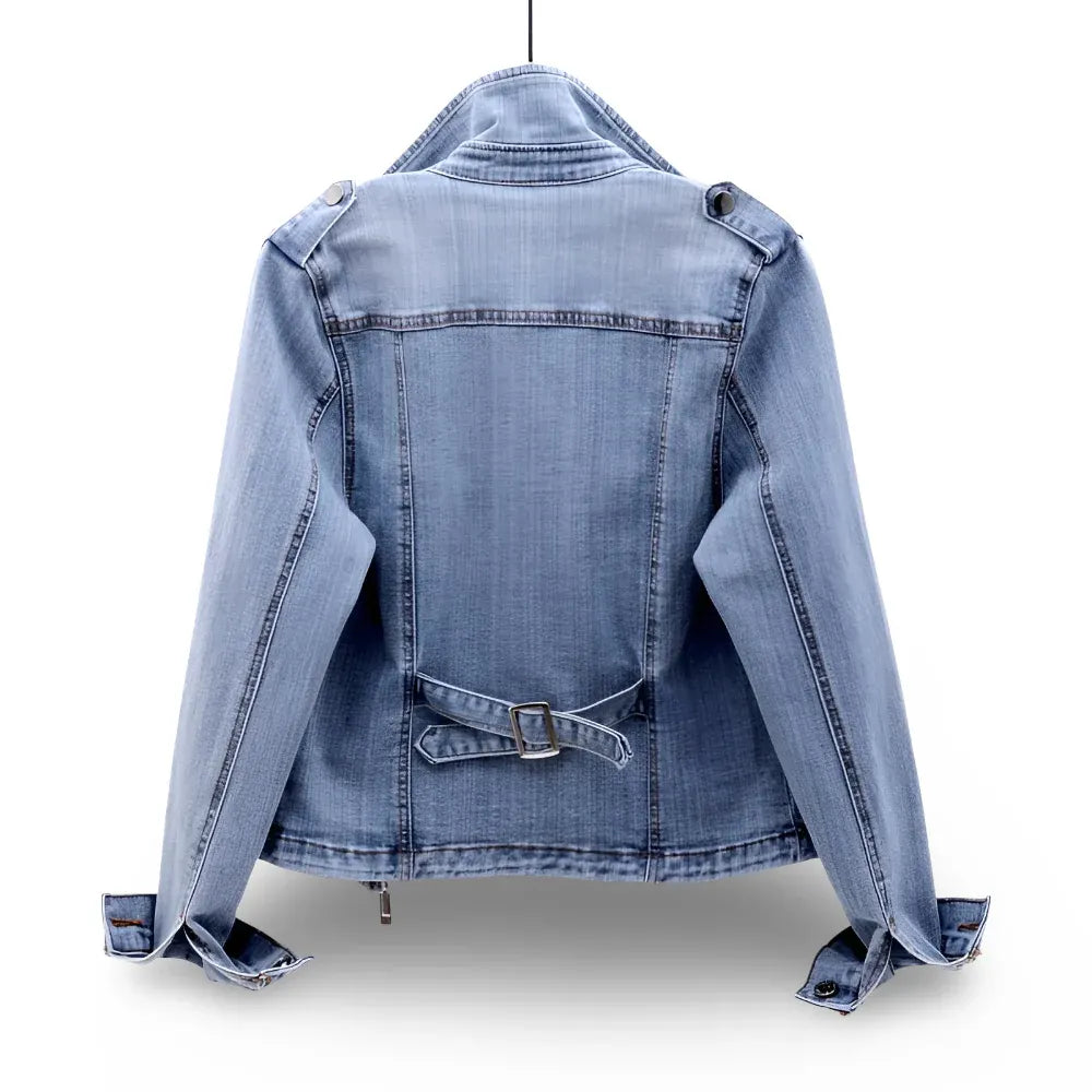 Cropped Zip-Up Moto Coat for Women, Casual Style