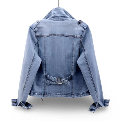 Cropped Zip-Up Moto Coat for Women, Casual Style