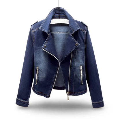 Cropped Zip-Up Moto Coat for Women, Casual Style