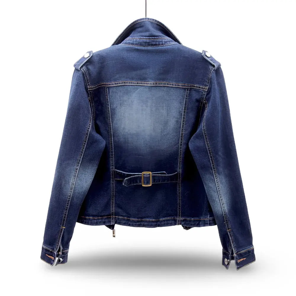 Cropped Zip-Up Moto Coat for Women, Casual Style