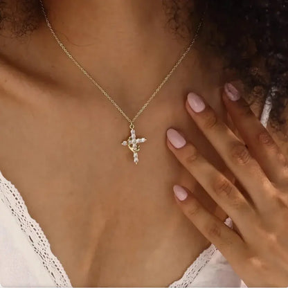 Crown Cross Pendant Necklace – Faith-Inspired Mother's Day Jewelry Gift