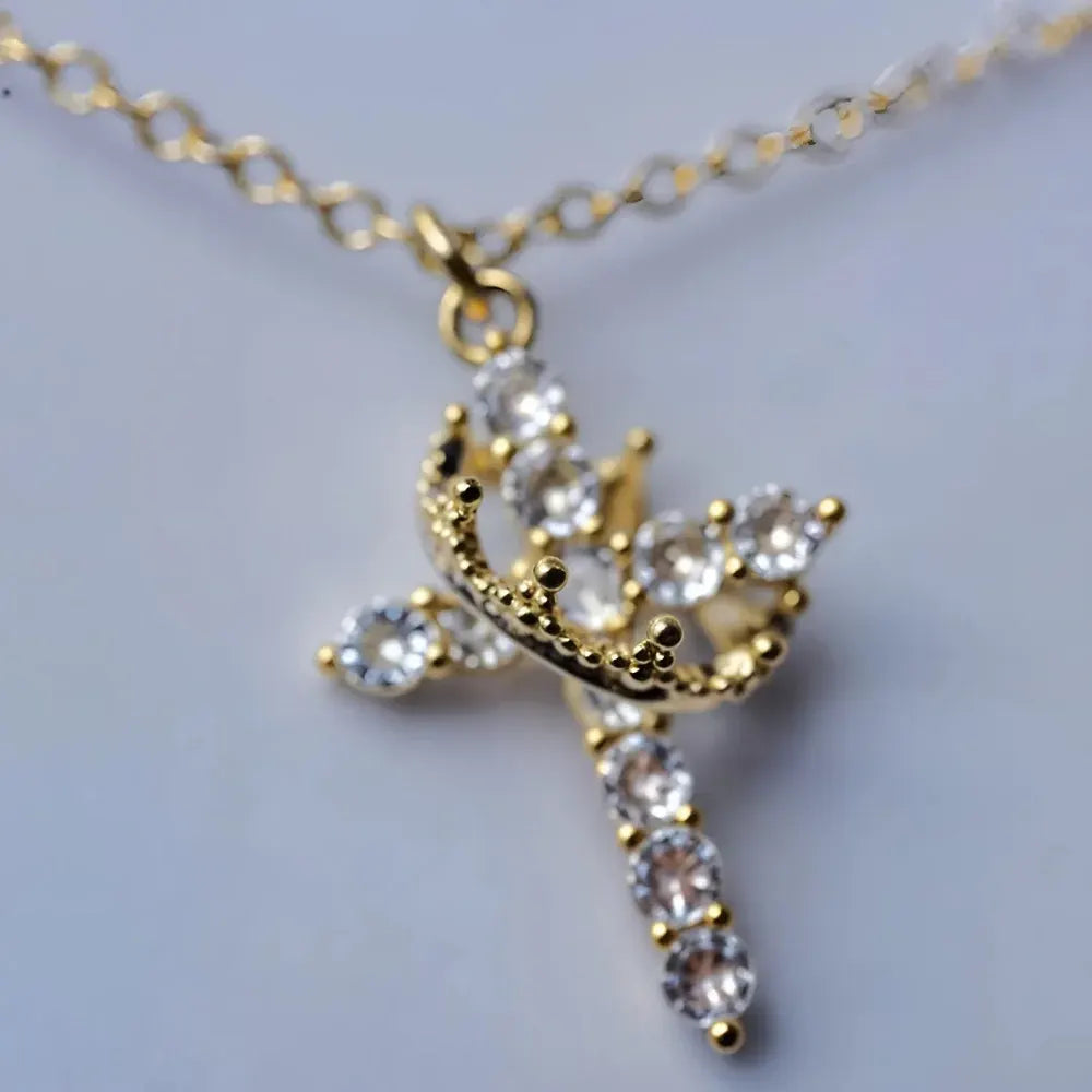 Crown Cross Pendant Necklace – Faith-Inspired Mother's Day Jewelry Gift