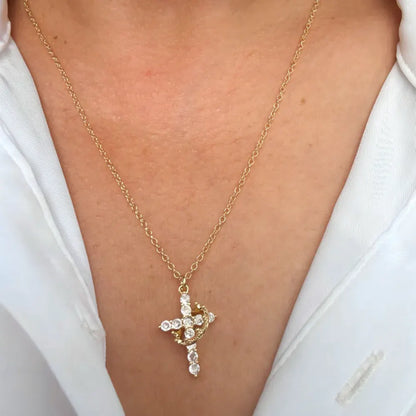 Crown Cross Pendant Necklace – Faith-Inspired Mother's Day Jewelry Gift