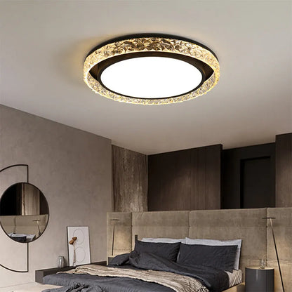 Crystal Halo LED Flush Mount Ceiling Light with Dimmable Remote Control
