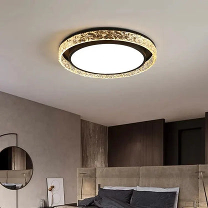 Crystal Halo LED Flush Mount Ceiling Light with Dimmable Remote Control