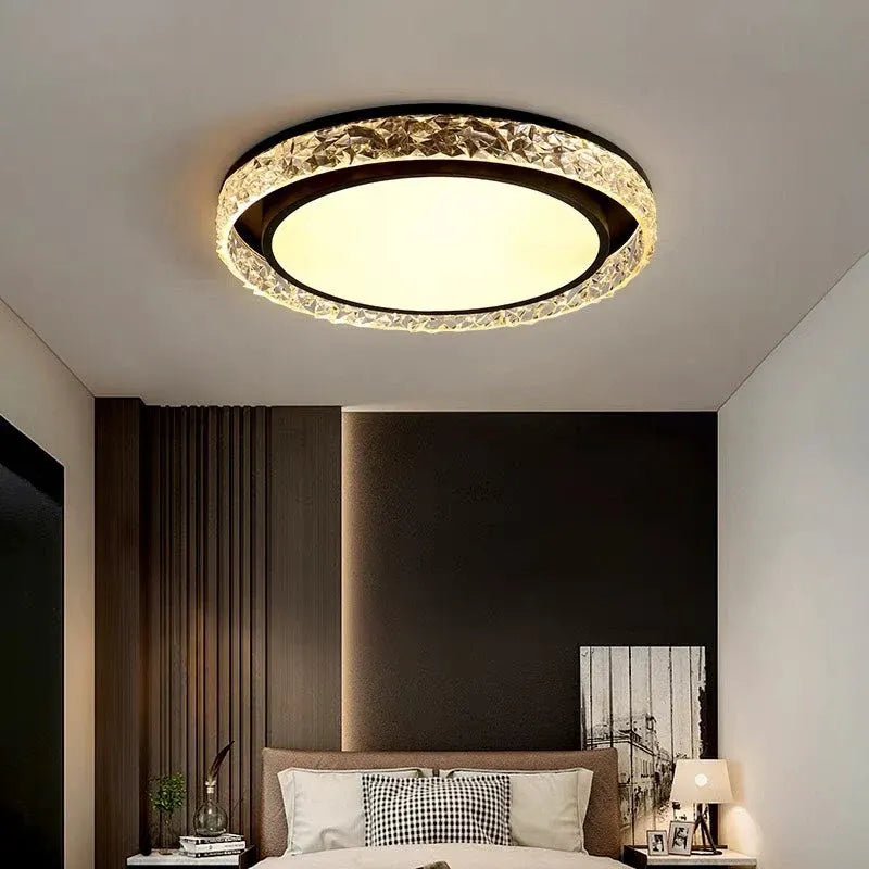 Crystal Halo LED Flush Mount Ceiling Light with Dimmable Remote Control