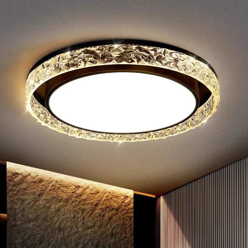 Crystal Halo LED Flush Mount Ceiling Light with Dimmable Remote Control