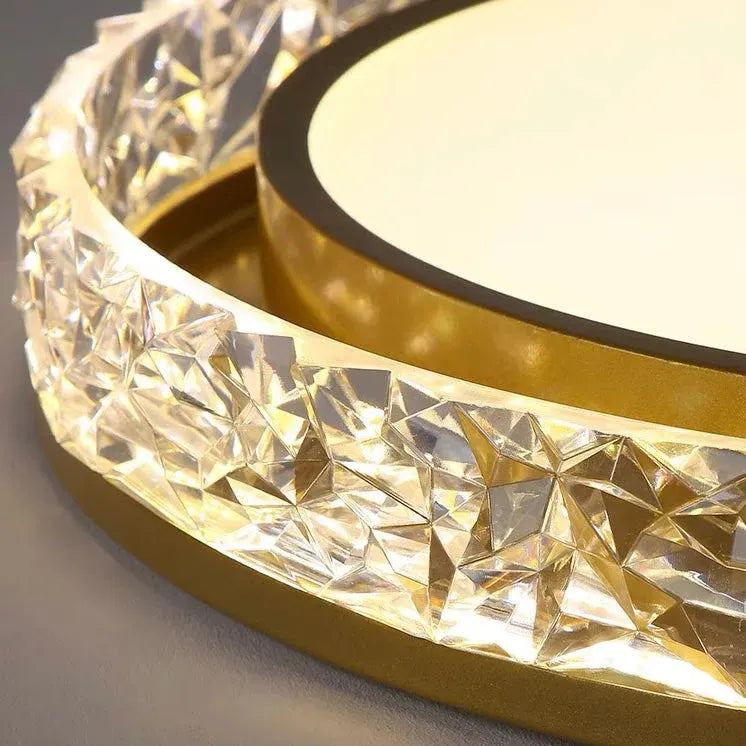 Crystal Halo LED Flush Mount Ceiling Light with Dimmable Remote Control