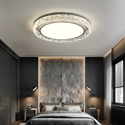 Crystal Halo LED Flush Mount Ceiling Light with Dimmable Remote Control