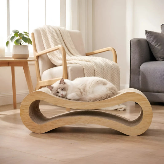 Curved Cat Scratching Board Lounge Bed with Claw Rest