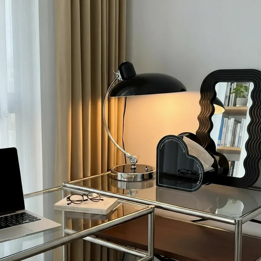 Curved Metal Bauhaus-Style Table Lamp | ScandiArc Modern Design