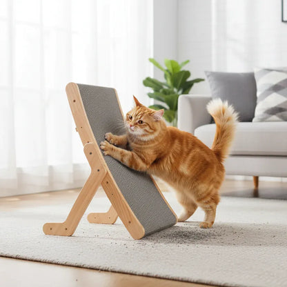 Curved Wood Cat Scratching Lounge Bed & Scratcher Board