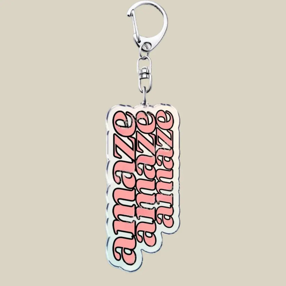 Cute Cartoon Bunny Cat Acrylic Charm Keychain Funny Novelty Key Ring Gift