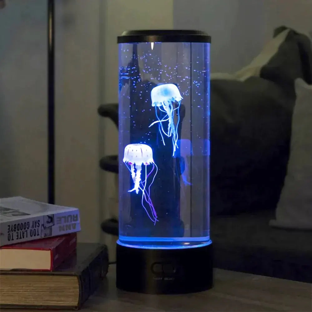 Cylinder LED Jellyfish Table Lamp with Color-Changing Display