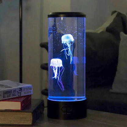 Cylinder LED Jellyfish Table Lamp with Color-Changing Display