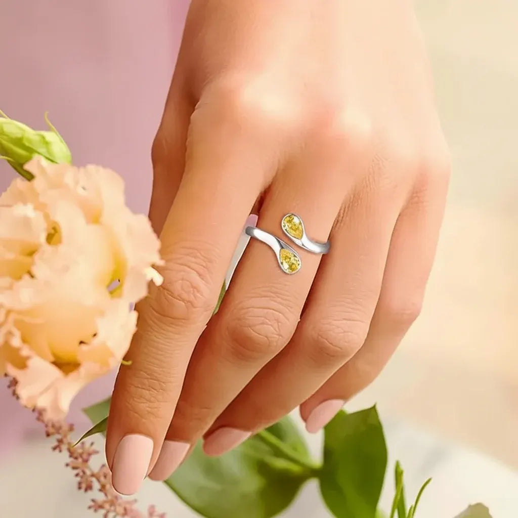 Dainty Adjustable Silver Ring with Birthstone for Mother's Day