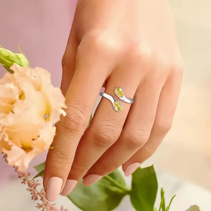 Dainty Adjustable Silver Ring with Birthstone for Mother's Day