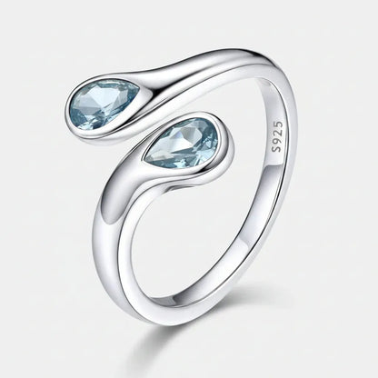 Dainty Adjustable Silver Ring with Birthstone for Mother's Day