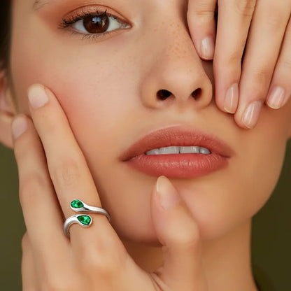 Dainty Adjustable Silver Ring with Birthstone for Mother's Day