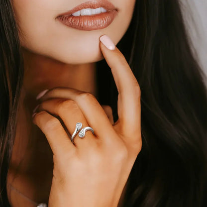 Dainty Adjustable Silver Ring with Birthstone for Mother's Day