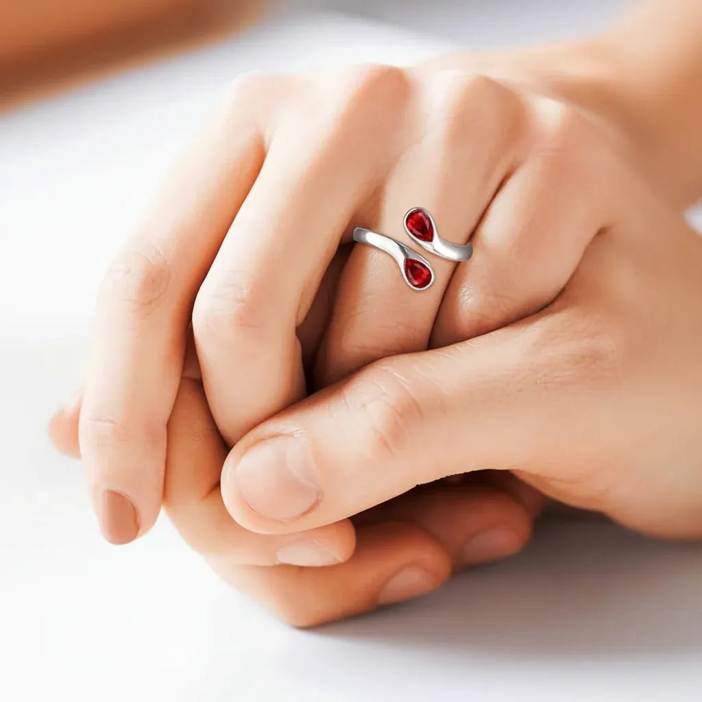 Dainty Adjustable Silver Ring with Birthstone for Mother's Day