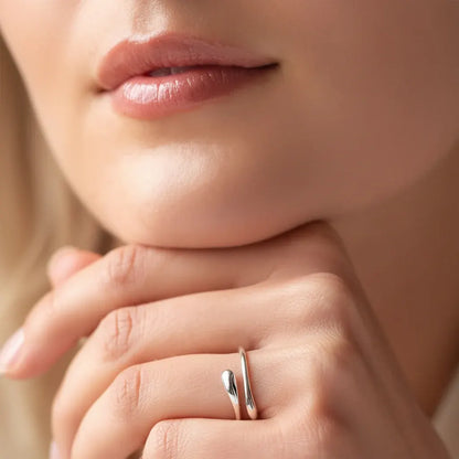 Dainty Adjustable Silver Ring with Birthstone for Mother's Day