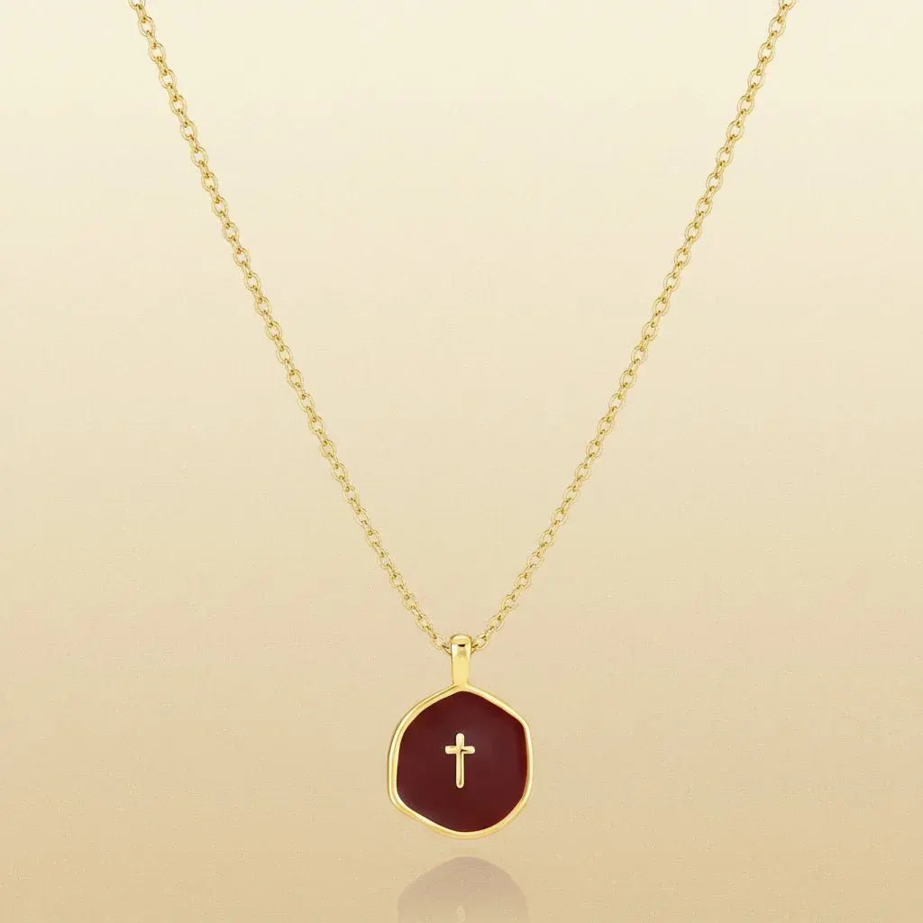 Dainty Gold Disc Cross Pendant Necklace – Mother's Day Jewelry Gift
