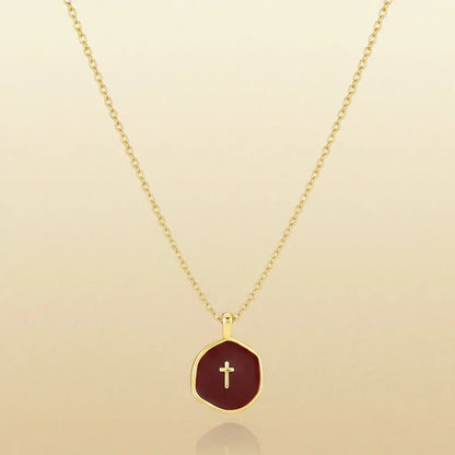 Dainty Gold Disc Cross Pendant Necklace – Mother's Day Jewelry Gift