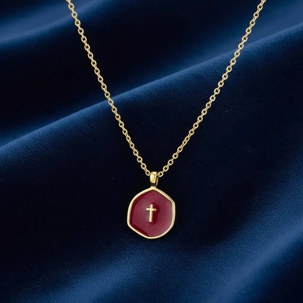 Dainty Gold Disc Cross Pendant Necklace – Mother's Day Jewelry Gift