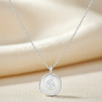 Dainty Gold Disc Cross Pendant Necklace – Mother's Day Jewelry Gift