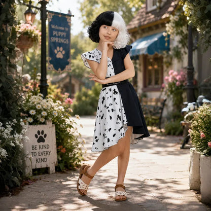 Dalmatian Cosplay Dress with Cape - Halloween Costume Outfit