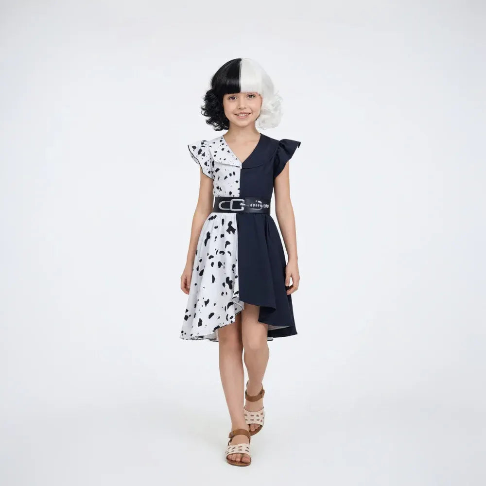 Dalmatian Cosplay Dress with Cape - Halloween Costume Outfit
