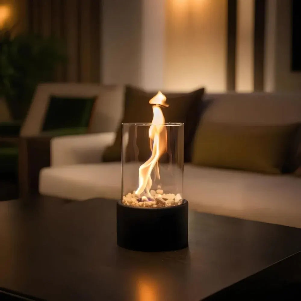 Decorative Indoor Tabletop Oil Lamp with Flame Accent