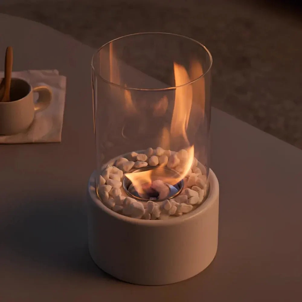 Decorative Indoor Tabletop Oil Lamp with Flame Accent