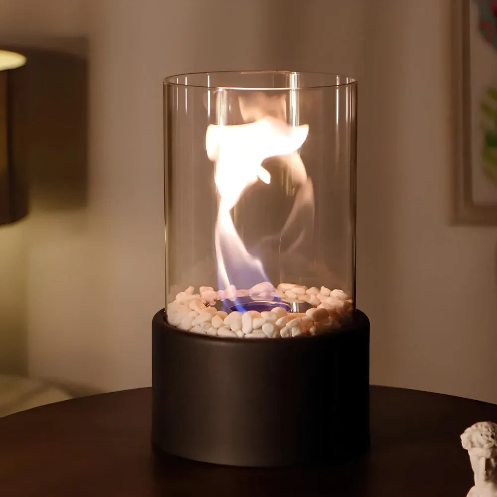 Decorative Indoor Tabletop Oil Lamp with Flame Accent