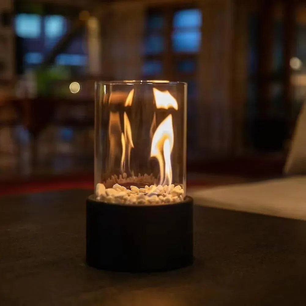 Decorative Indoor Tabletop Oil Lamp with Flame Accent