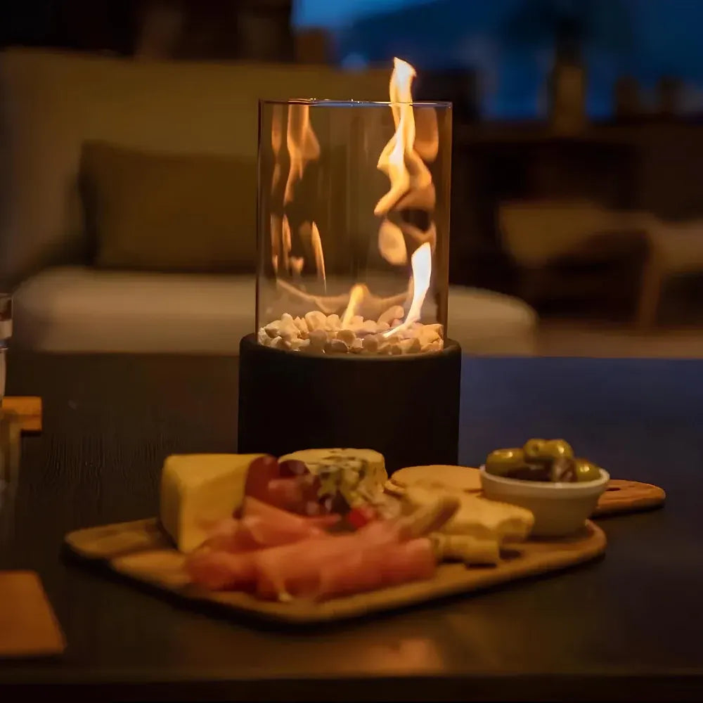 Decorative Indoor Tabletop Oil Lamp with Flame Accent