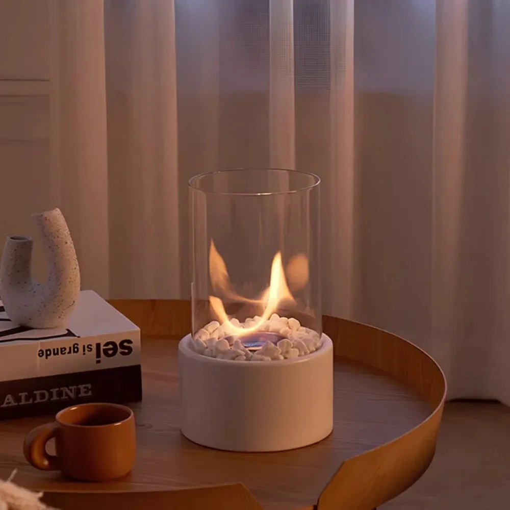 Decorative Indoor Tabletop Oil Lamp with Flame Accent