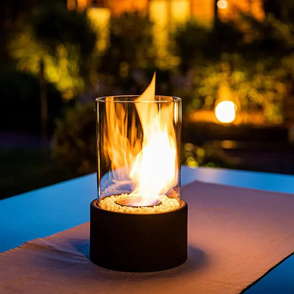 Decorative Indoor Tabletop Oil Lamp with Flame Accent