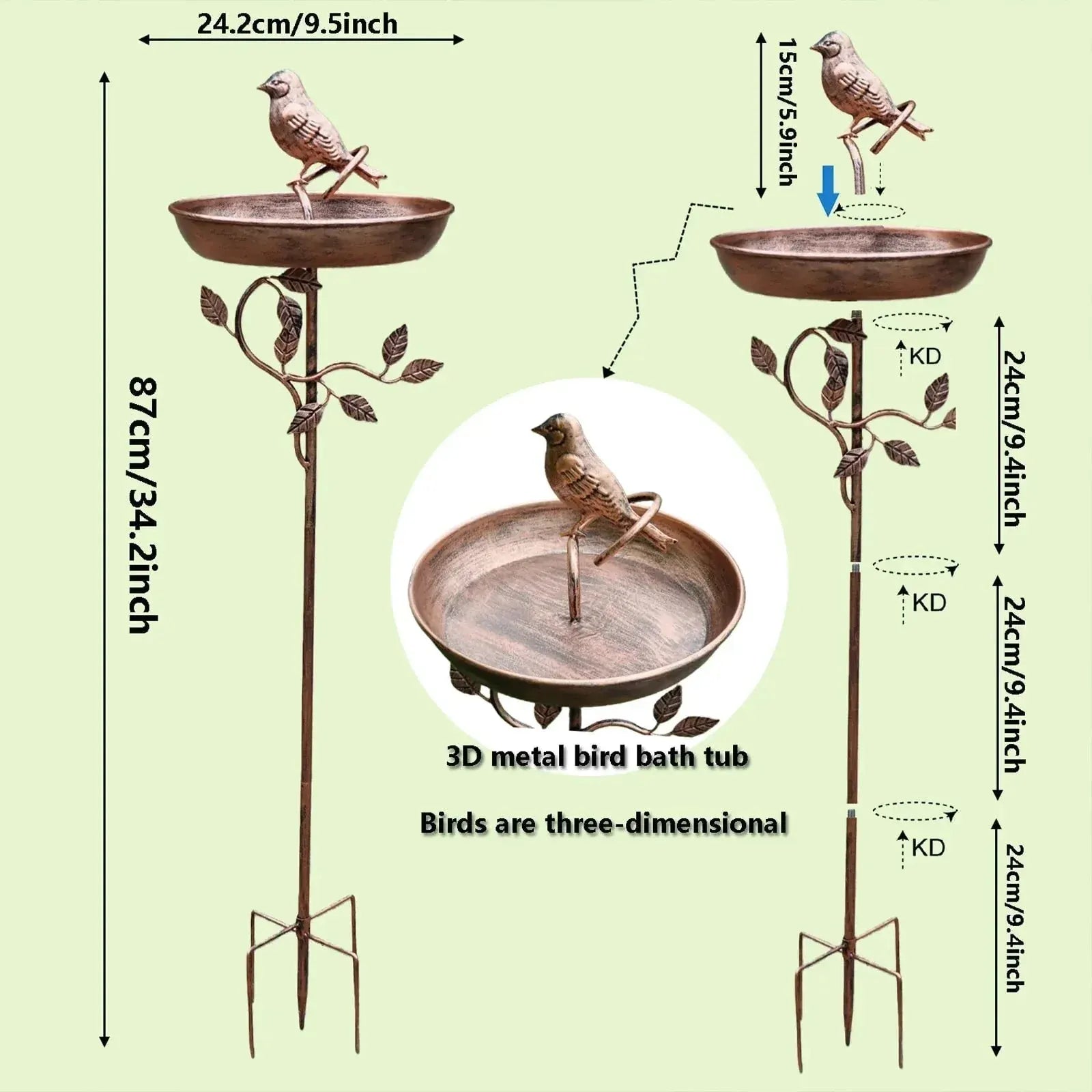 Decorative Metal Bird Bath with Garden Stand