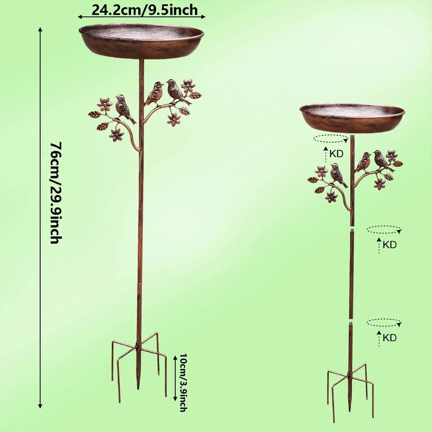 Decorative Metal Bird Bath with Garden Stand